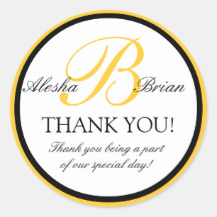 Monogram B Wedding Favour Thank You Stickers