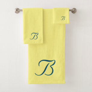 Monogram B Yellow Bath Towel Set