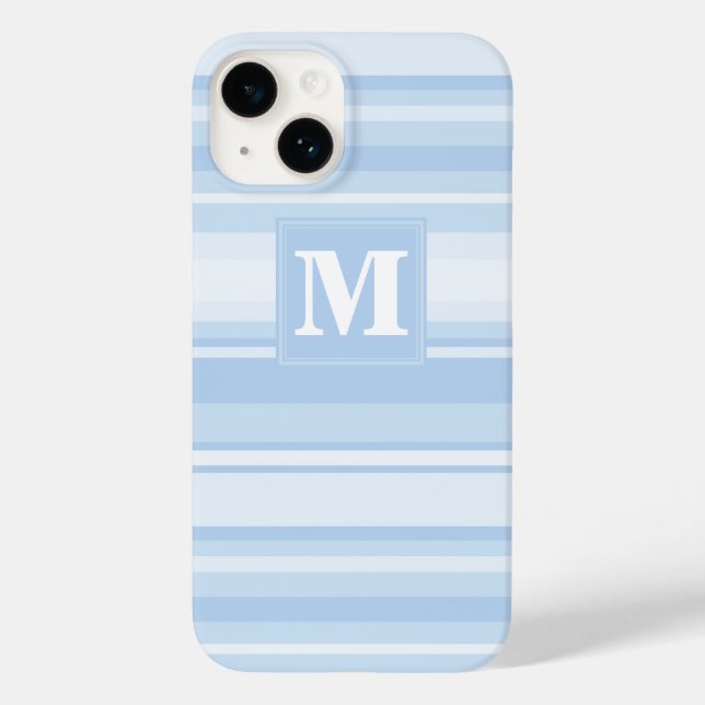 Monogram baby blue stripes Case-Mate iPhone case (Back)