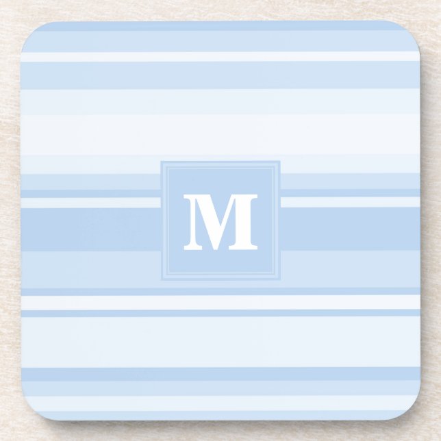 Monogram baby blue stripes coaster (Front)