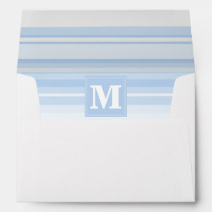 Monogram baby blue stripes envelope