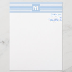 Monogram baby blue stripes letterhead template