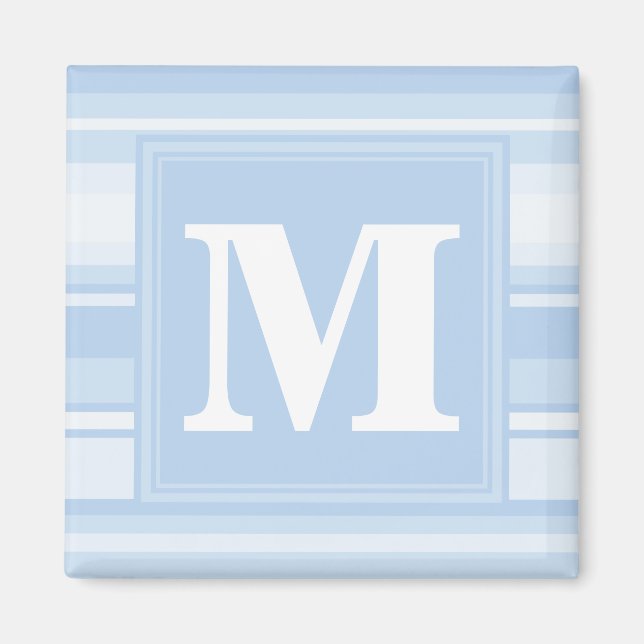 Monogram baby blue stripes magnet (Front)