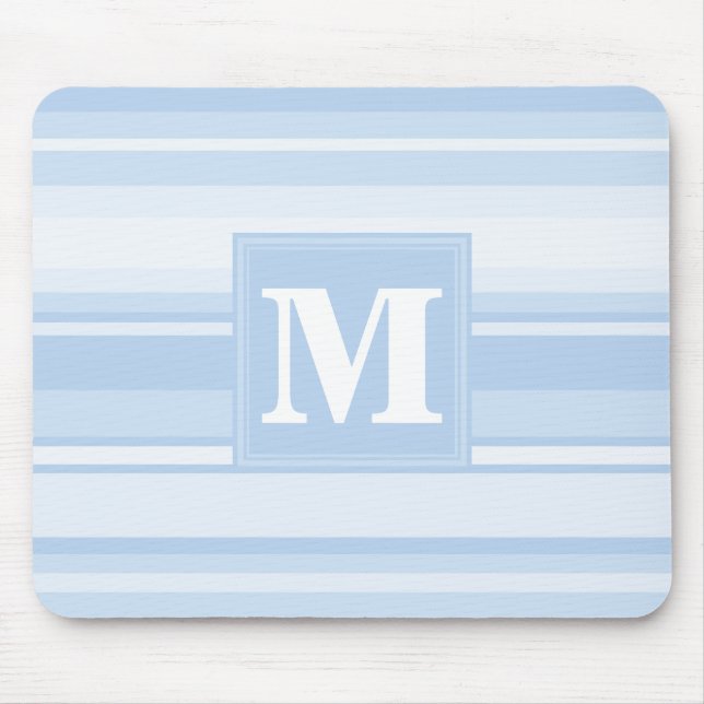 Monogram baby blue stripes mouse mat (Front)