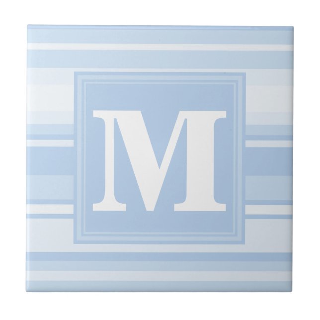 Monogram baby blue stripes tile (Front)