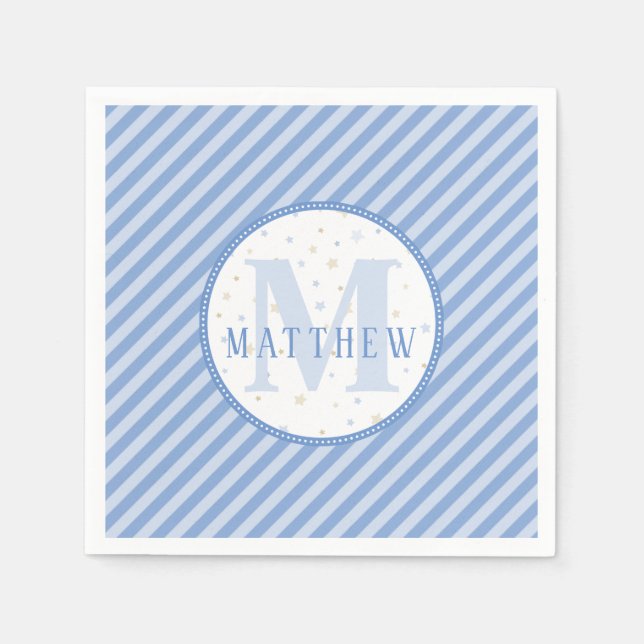 Monogram Baby Boy Blue Napkin (Front)