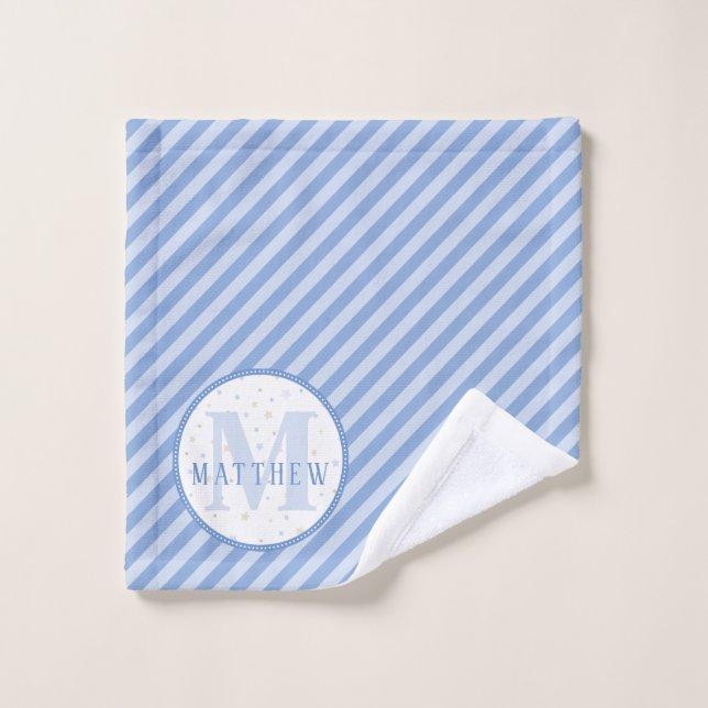 Monogram Baby Boy Blue Wash Cloth (Wash Cloth)