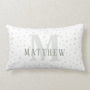 Monogram Baby Boy Green Nursery Decor Pillow