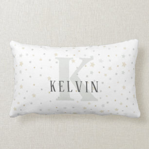 Monogram Baby Boy Grey Khaki Nursery Decor Pillow