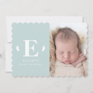 monogram baby feet photo birth announcement
