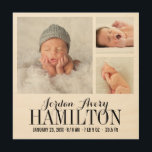 Monogram Baby Photo Collage Print on Wood<br><div class="desc">Add three of your favourite newborn photos to create a beautiful unique photo collage wood art print. Personalise the design with your baby's name monogram and birthday, birth stats or other custom text. Click Customise It to move photos or change text fonts and colours to create a unique one of...</div>