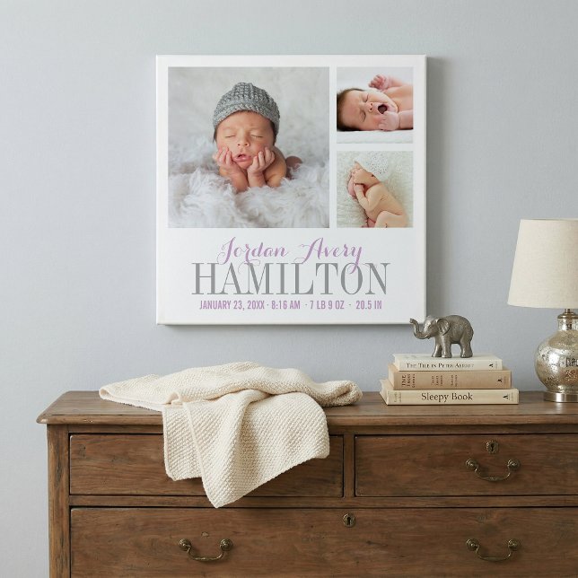 Monogram Baby Photo Collage Wrapped Canvas Print (Creator Uploaded)