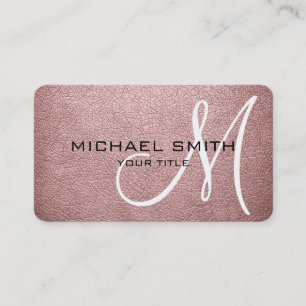 Monogram Baby pink Leather Look Business Card