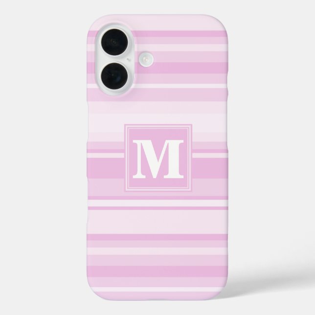 Monogram baby pink stripes Case-Mate iPhone case (Back)