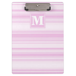 Monogram baby pink stripes clipboard