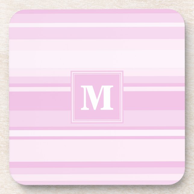 Monogram baby pink stripes coaster (Front)