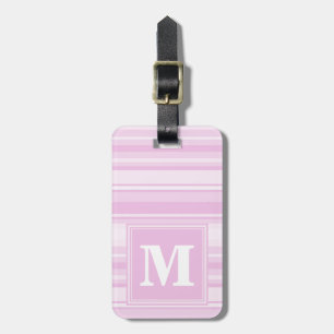 Monogram baby pink stripes luggage tag