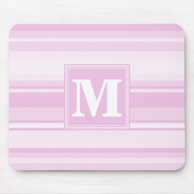 Monogram baby pink stripes mouse mat (Front)