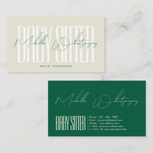 Monogram BABY SITTER modern script Business Card