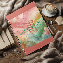 Monogram Back to School Homework Chic Preppy Girls Notebook