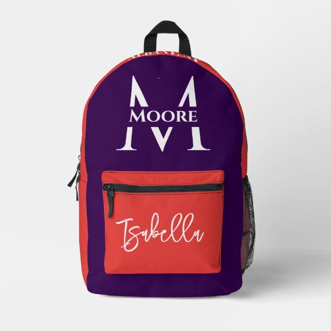 Monogram Backpack - Custom Name Initial Design (Front)