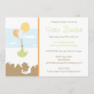 Monogram Balloon Baby Shower Invitation