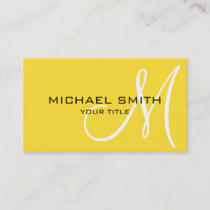 Monogram Banana yellow colour background Business Card