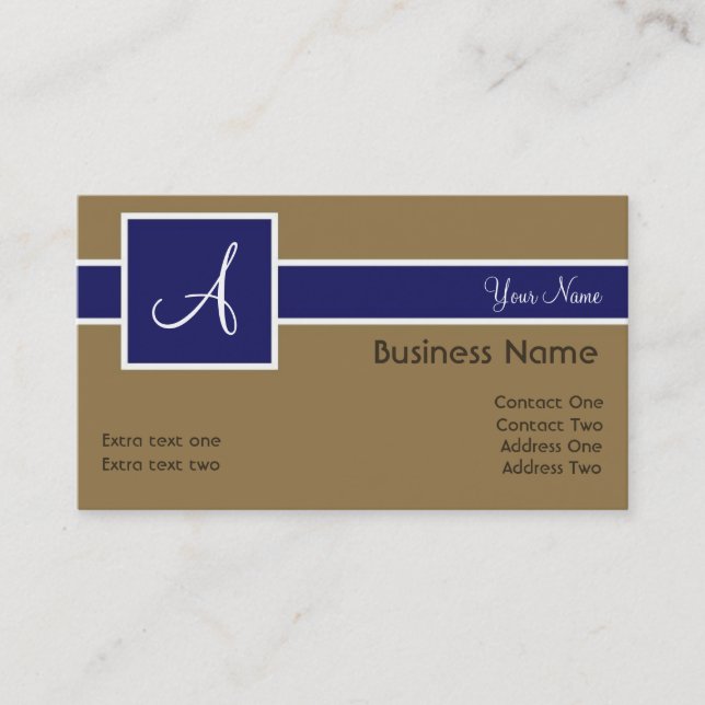 Monogram Band Royal & Bronze Business Cards (Front)