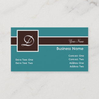 Monogram Band Teal & Chocolate Business Cards