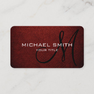 Monogram Barn red Leather Look Business Card