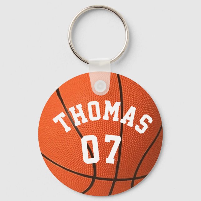 Monogram basketball name and number Customisable Key Ring (Front)