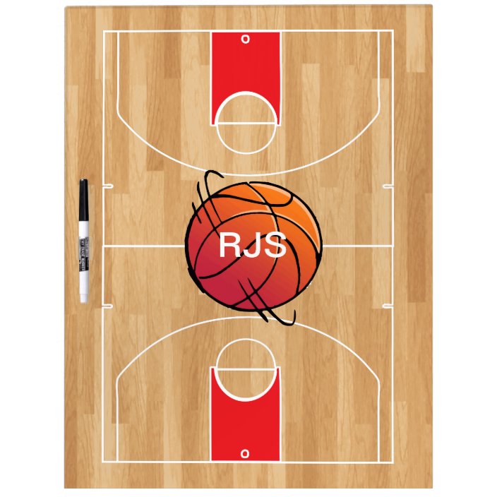 Monogram Basketball on basketball court Dry Erase Board Zazzle.co.uk