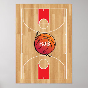 Monogram Basketball on basketball court Poster