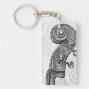 Monogram Bass Headstock in Charcoal Music Keychain
