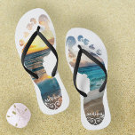 Monogram Beach Sunset  Flip Flops<br><div class="desc">Slip into summer style with our Elegant Beach Sunset Monogram Summer Flip Flops. These tropical-themed sandals are perfect for strolling along the shore or lounging by the pool. Personalise them with your monogram initial and name for a unique touch that screams vacation vibes. The elegant design and girly details make...</div>