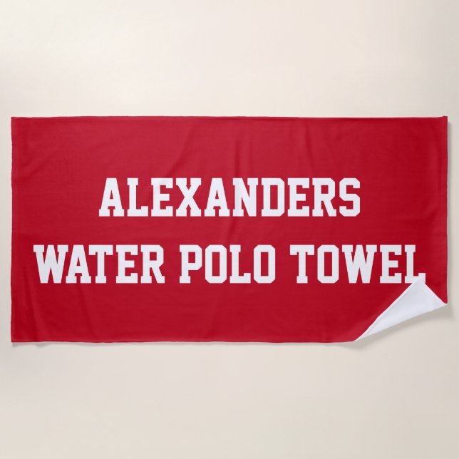 Monogram Beach Water Polo Swim Team Red Towel (Front)