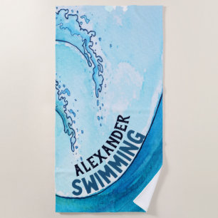 Monogram Beach Wave Swim Team Sports Beach Towel