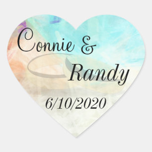 Monogram Beach Wedding Sticker with Wedding Rings