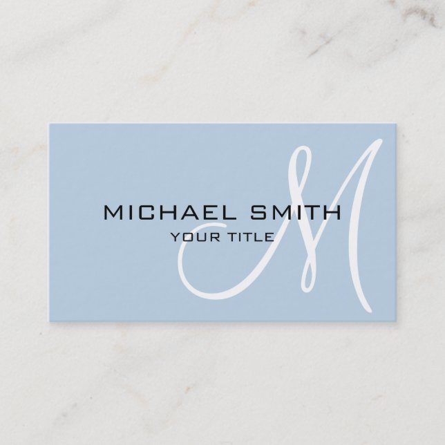 Monogram Beau blue colour background Business Card (Front)