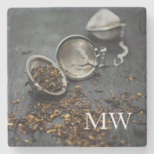 Monogram Beautiful Tea lover design Stone Coaster