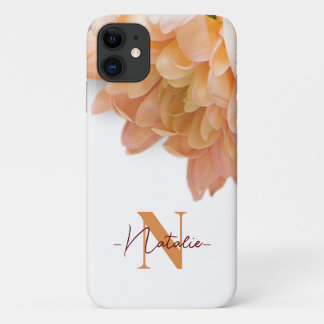 Monogram Beautiful white and beige Floral for girl iPhone 11 Case
