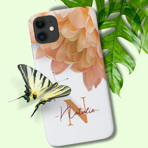 Monogram Beautiful white and beige Floral for girl iPhone 11 Case