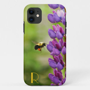 Monogram Bee Purple Lavender White Flower Buds iPhone 11 Case