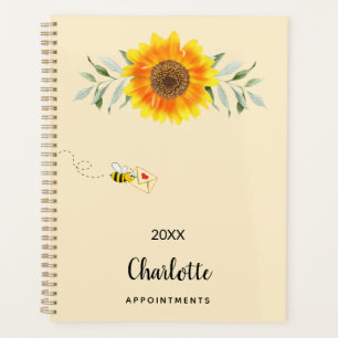 Monogram bee sunflower yellow 2025 planner
