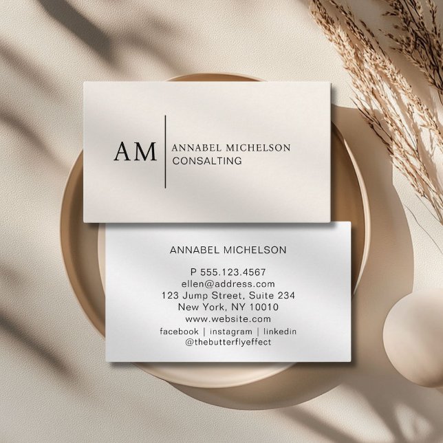 Monogram Beige Business Card (Monogram Beige Business Card)