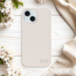Monogram Beige Minimalist Initials iPhone 15 Case<br><div class="desc">Create your own personalised monogram iPhone case in beige colour with custom initials in elegant minimalist typography.</div>