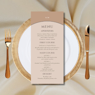 Monogram Beige Pink Minimalist Japandi Wedding  Menu