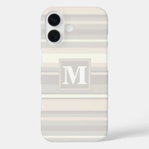 Monogram beige stripes iPhone 16 case