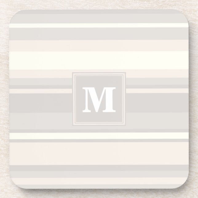 Monogram beige stripes coaster (Front)