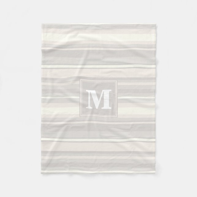 Monogram beige stripes fleece blanket (Front)